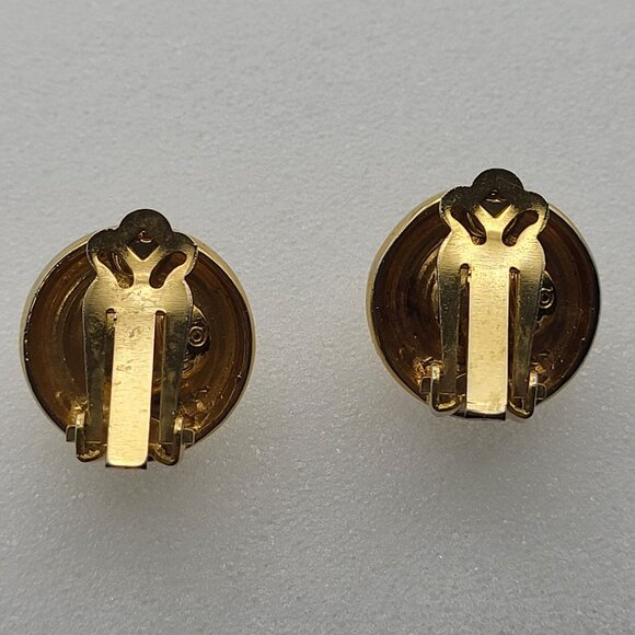 Vintage Cadoro Gold Tone Clip-On Earrings With Clear Rhinestones - Picture 4 of 13